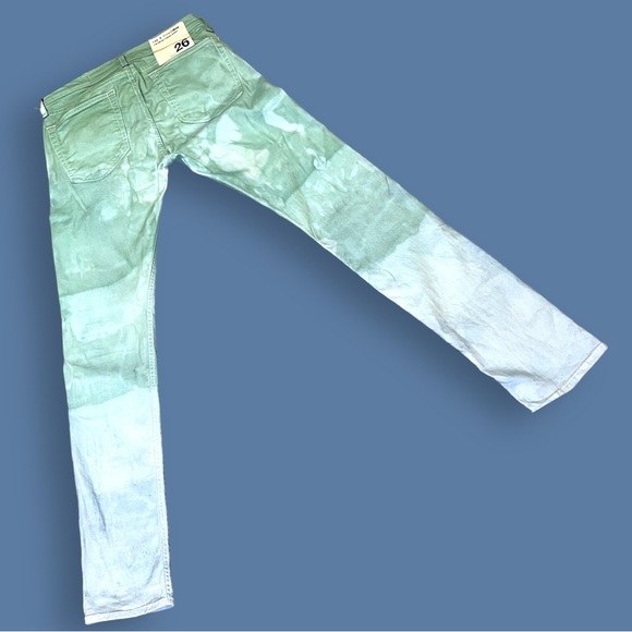 Originally White Slim Boyfriend Style Jeans Ombre Dip Dyed in Sage. Size 26 - Picture 5 of 11